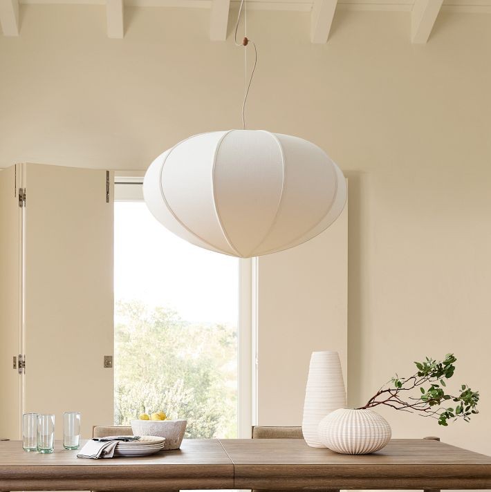Alvian Pendant Light - Linen Shade with Adjustable Height for Cozy Dining T216