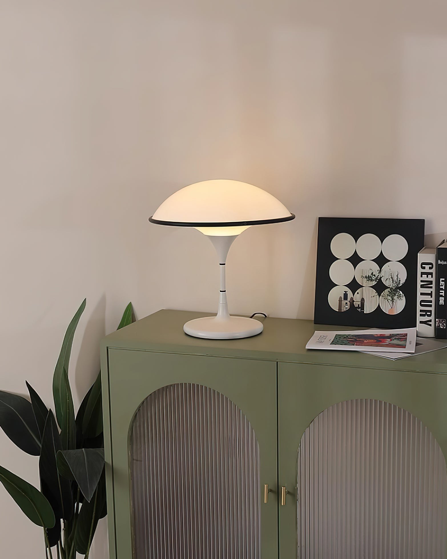 Danish Retro White Flying Saucer Table Lamp M378