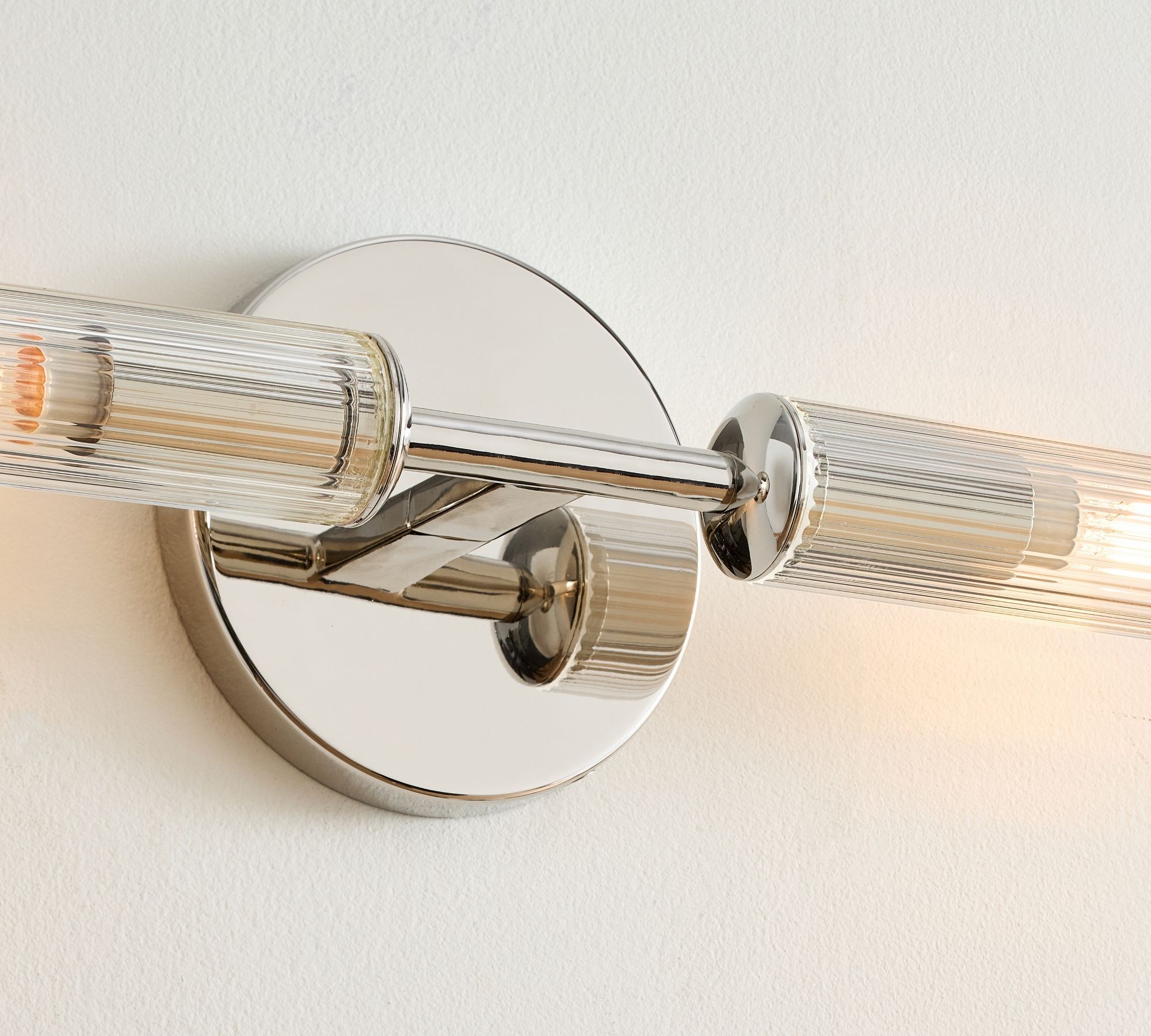 Bravira Ribbed Glass Wall Lamp - Tube Metal Light in Classic Finishes T075