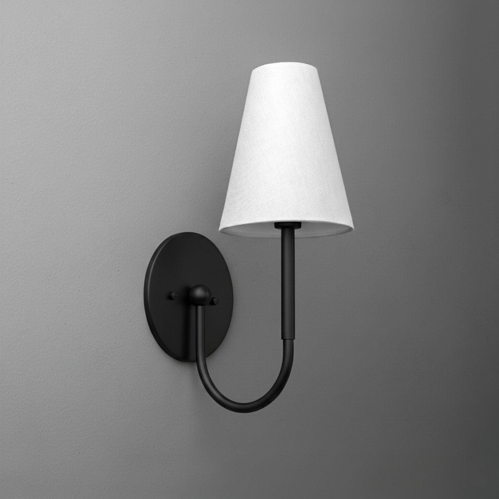 Curva Metal Collection Traditional Wall Light - Brass Finish with Shade T399