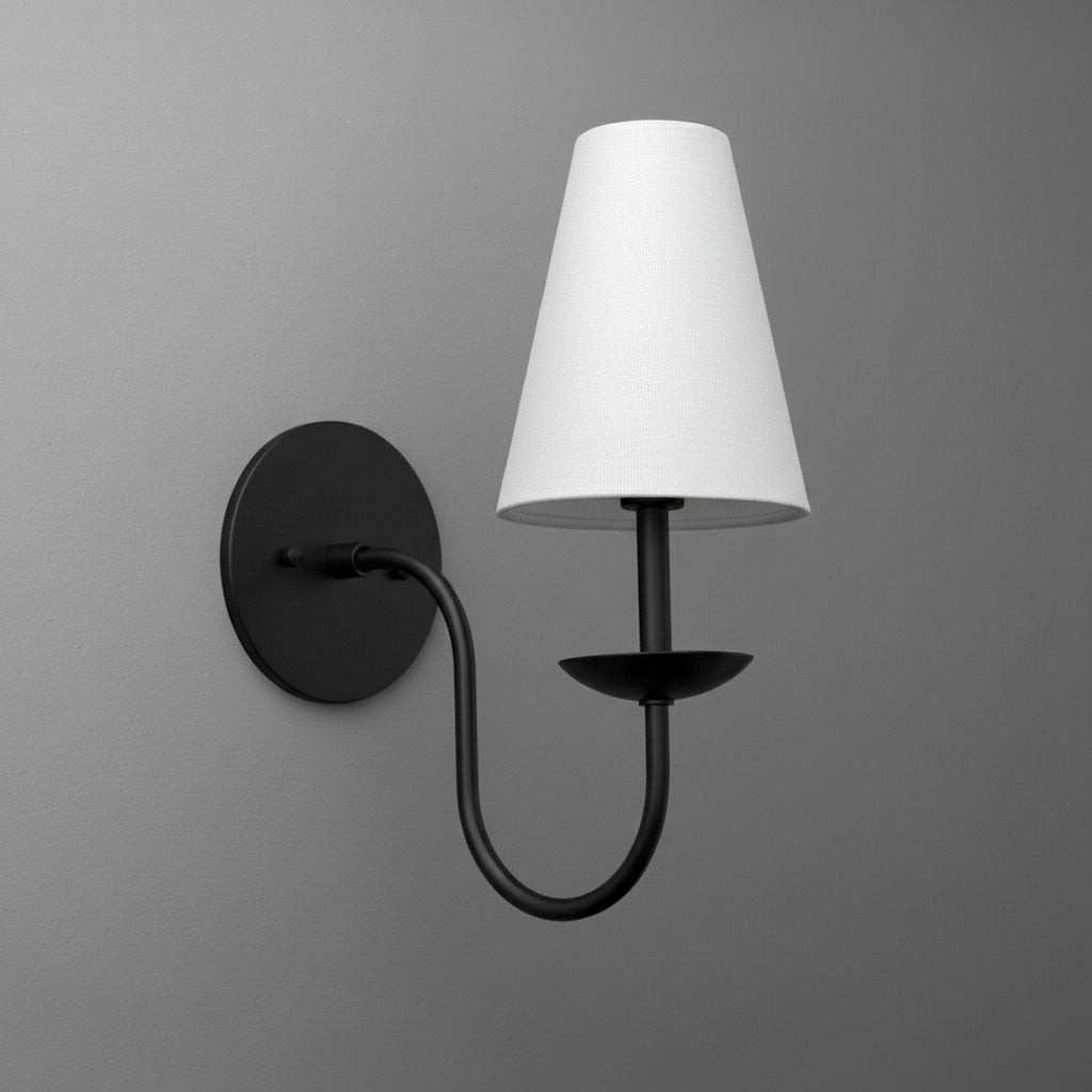Curva Metal White Linen Sconce - Classic Brass Wall Light for Bedrooms T398