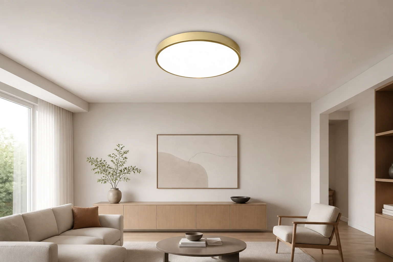 Lampa sufitowa Rondi stylizowana na jasne wnętrze