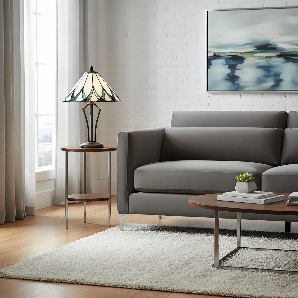 TF Allanton Water Ripple Glass Table Lamp - Classic Style for Living Room, Bedroom or Study T641