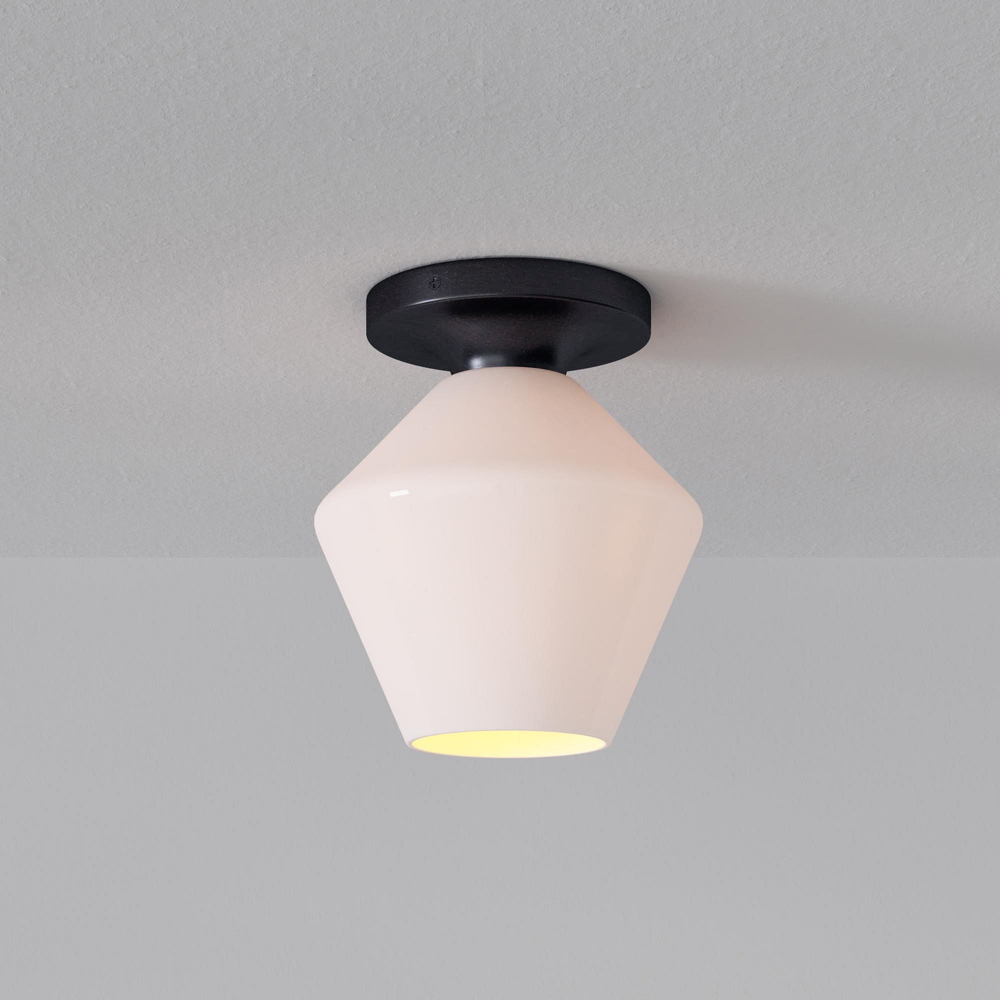 Merin Minimalist Sleek Geometric Glass Flushmount Light T155