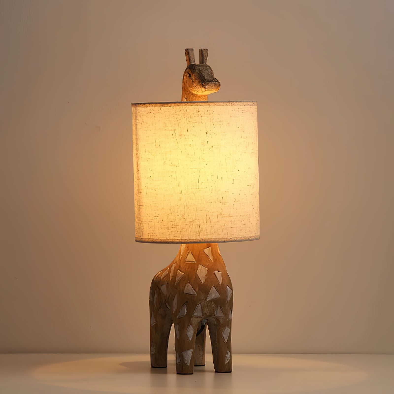 Carved Wood Animal Table Lamp D521