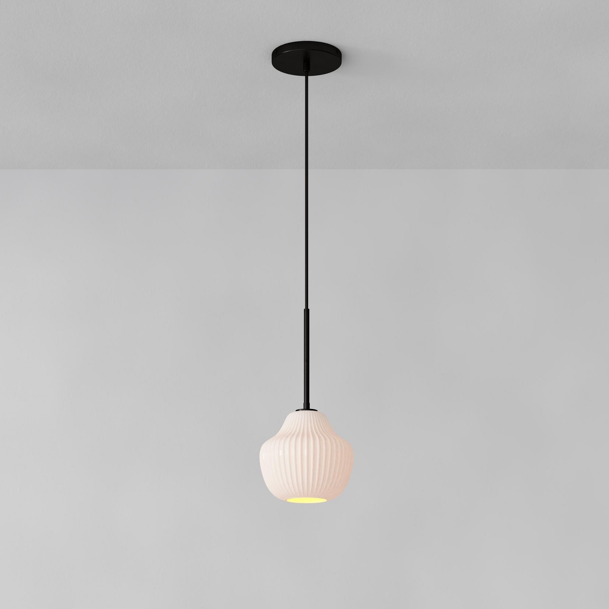 Rivrona Ribbed Pendant – Modern Ribbed Glass Light with Metal Finish T245