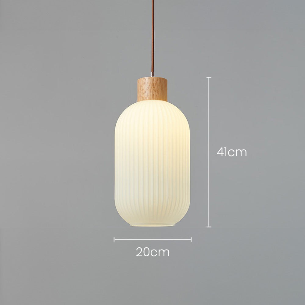 Nordic White Lantern-Like Glass Pendant Lamp M127
