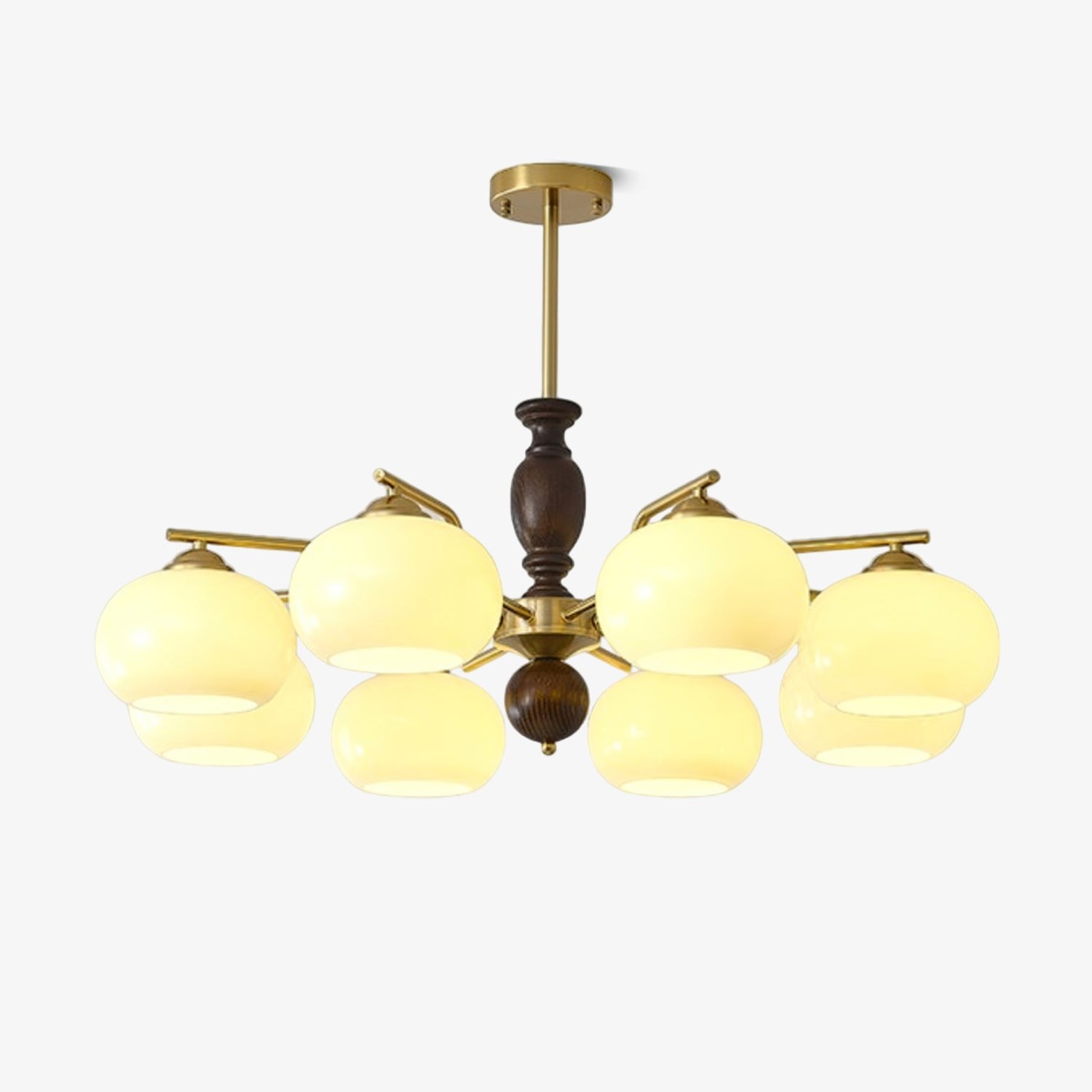 Medieval Style Walnut Beige Orb Chandelier M02
