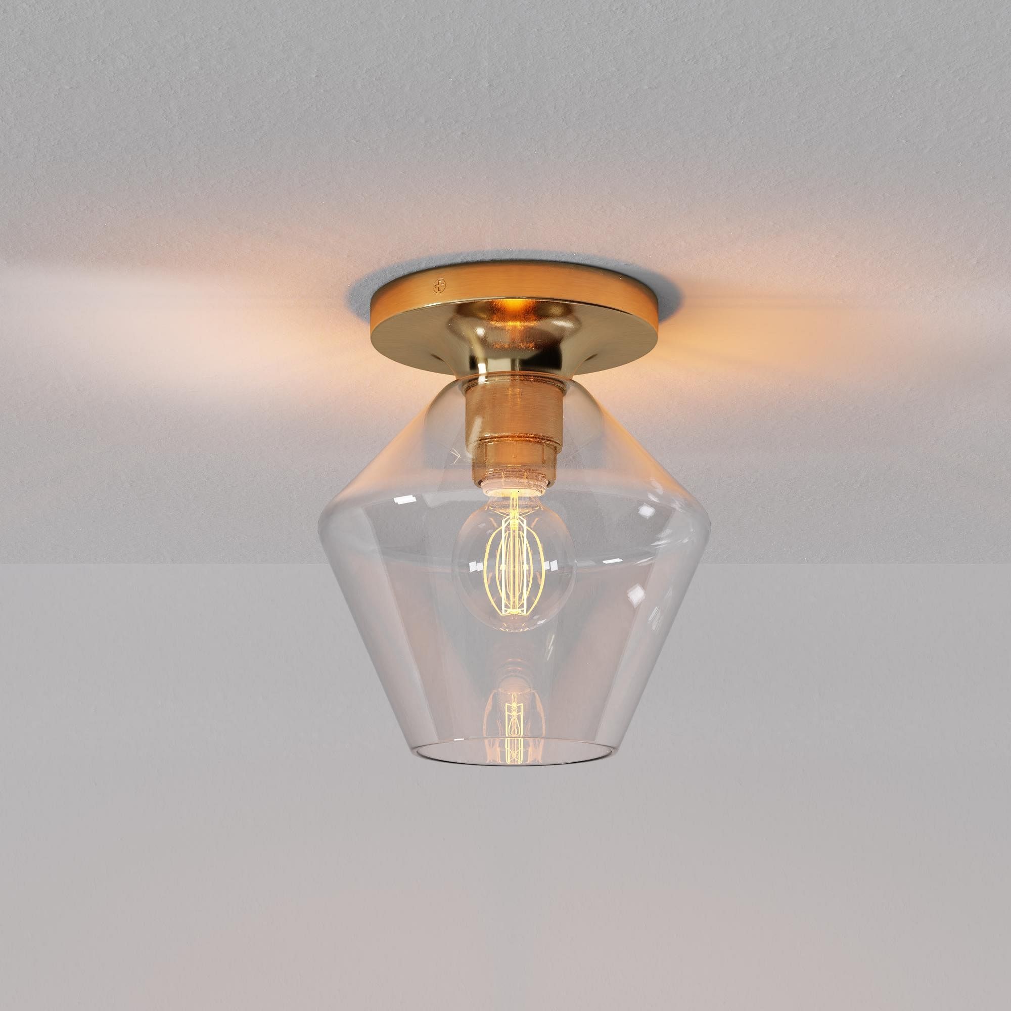 Merin Minimalist Sleek Geometric Glass Flushmount Light T155