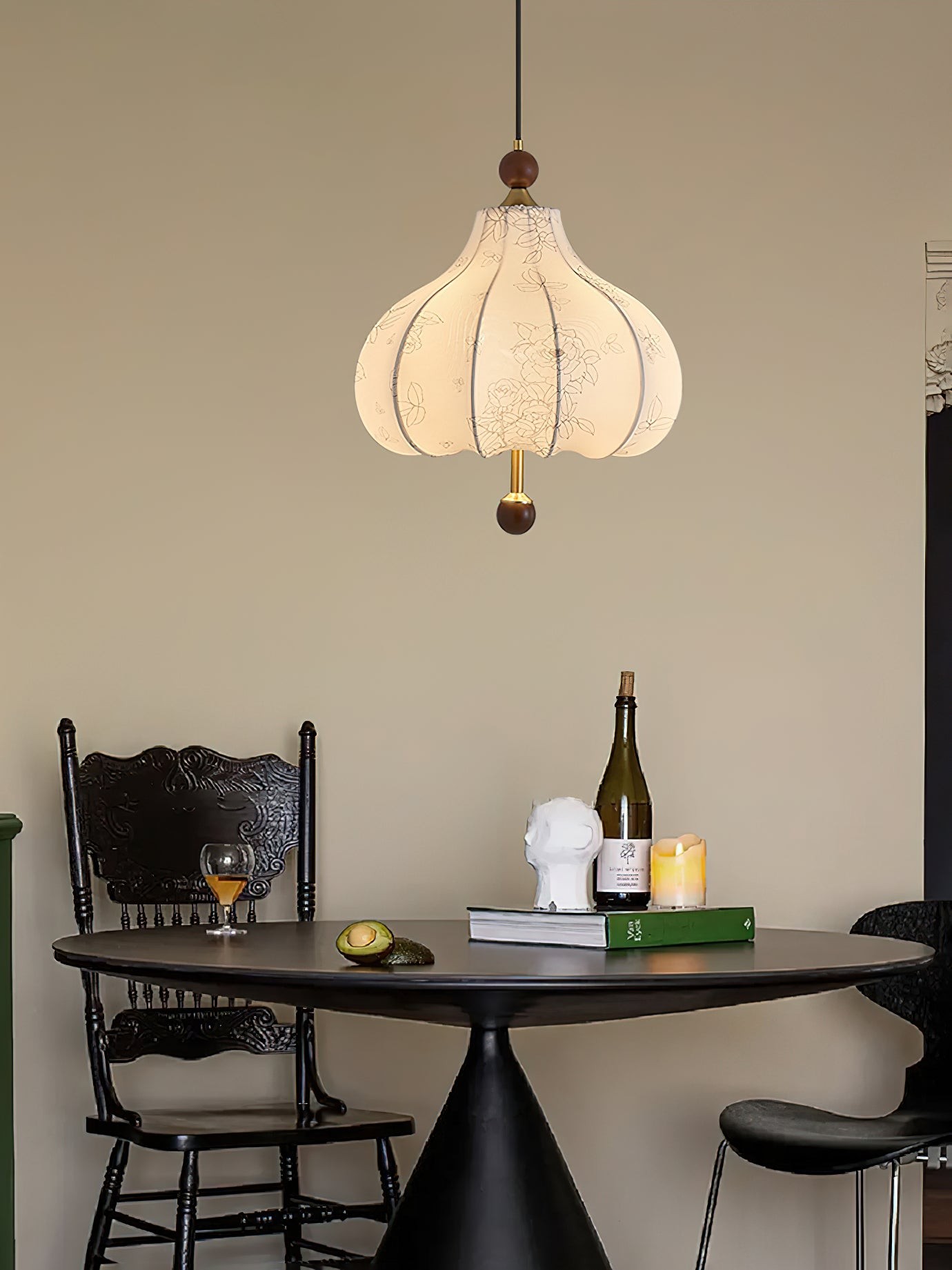 French Retro Fabric Pattern Pendant Lamp M77