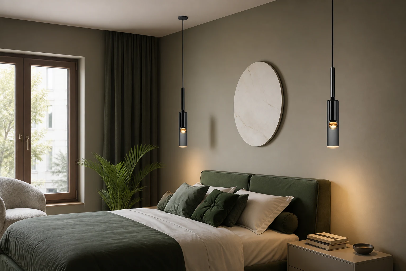 Nowoczesna, cylindryczna szklana lampa wisząca w stylu lifestylowym