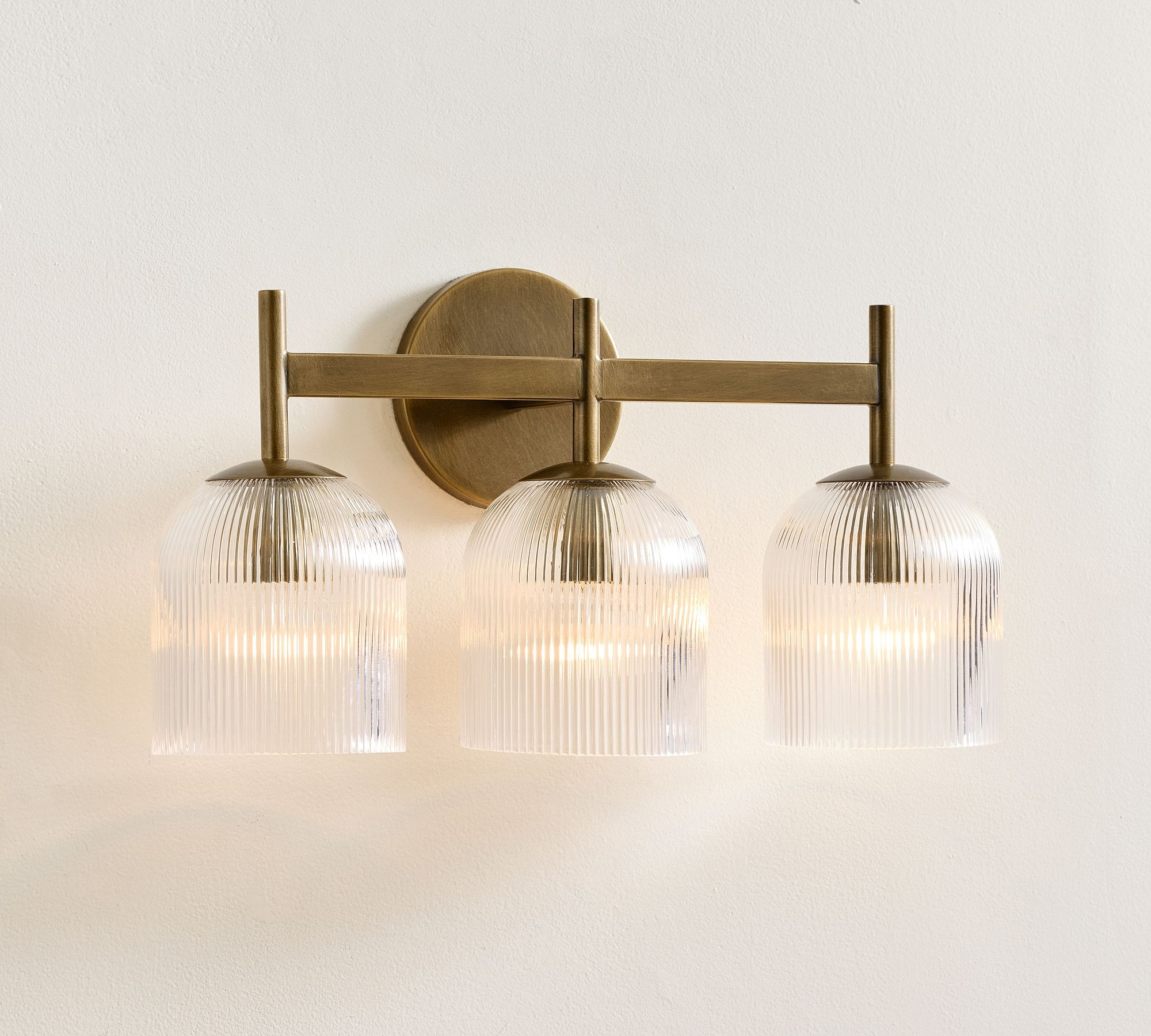 Bravira Ribbed Glass Sconce - Metal Wall Light with Clear Glass Shade T074