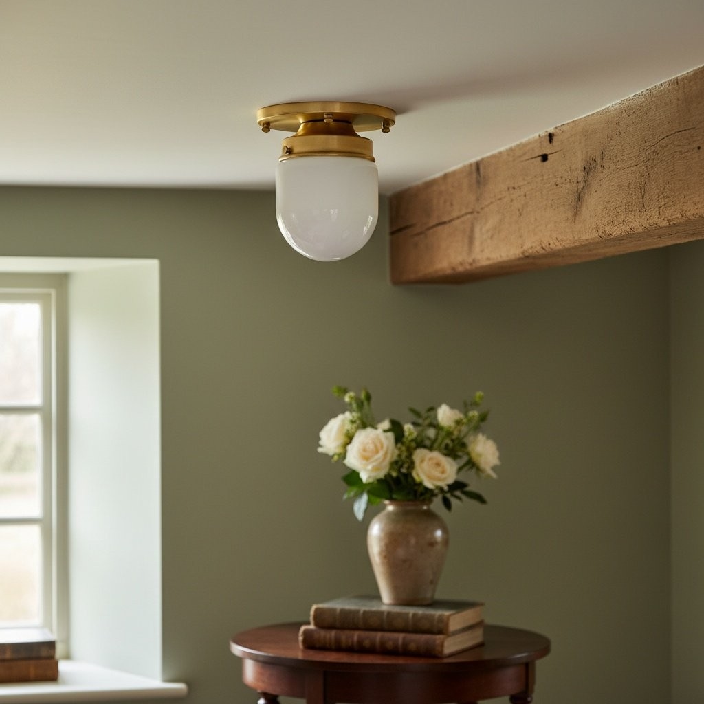 Opalume Glass Flush Mount Ceiling and Wall Light - Art Deco Small Globe Fixture T300