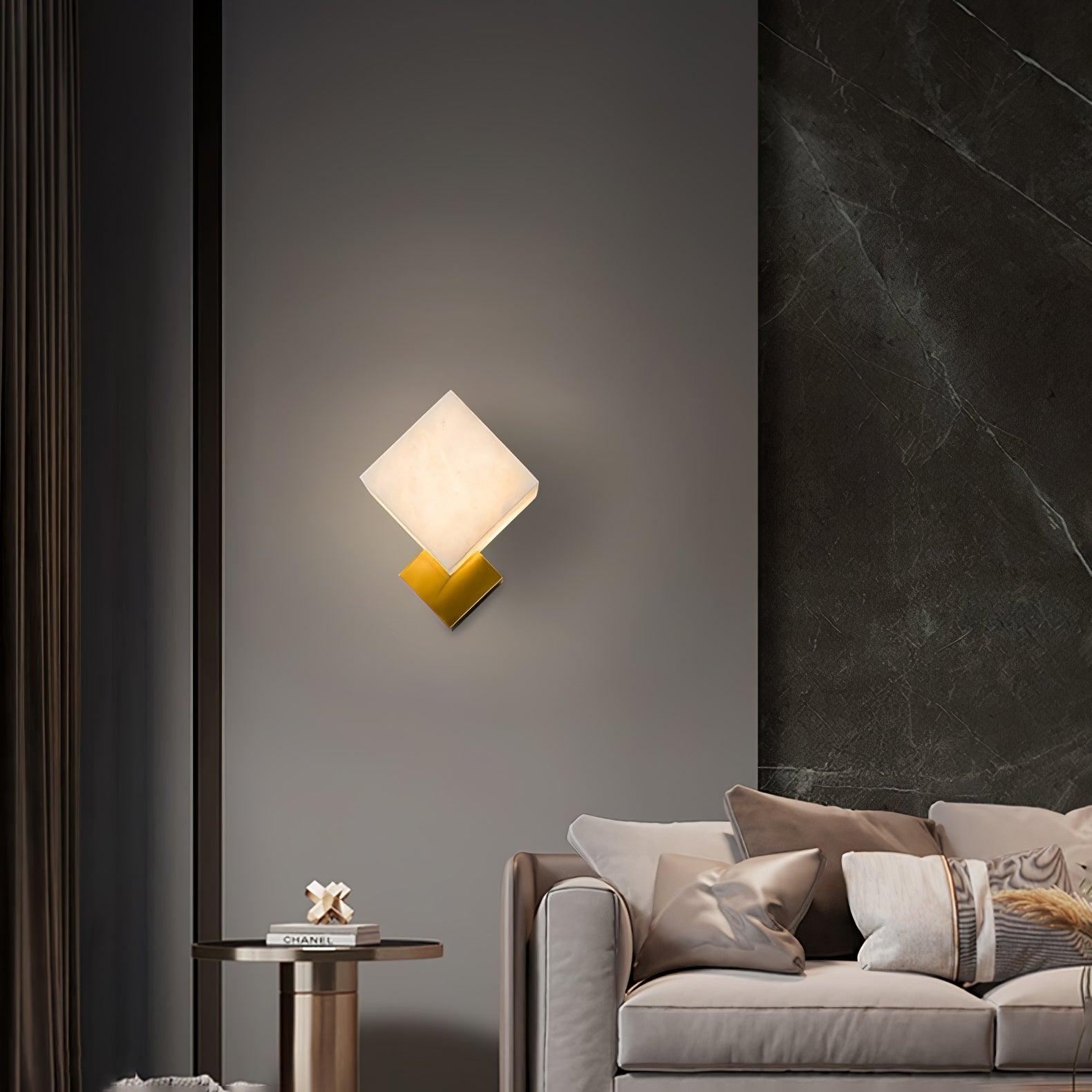Block Alabaster Wall Sconce D387