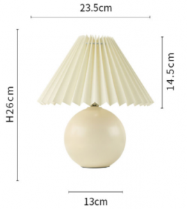 Måttdiagram för krämig bordslampa