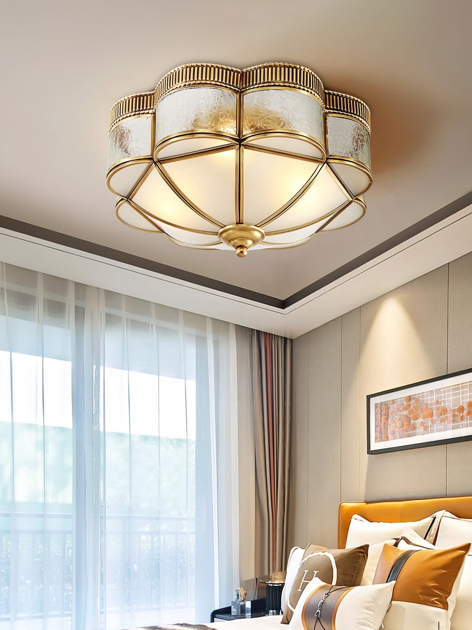Brass Domed Flush Ceiling Lamp M572