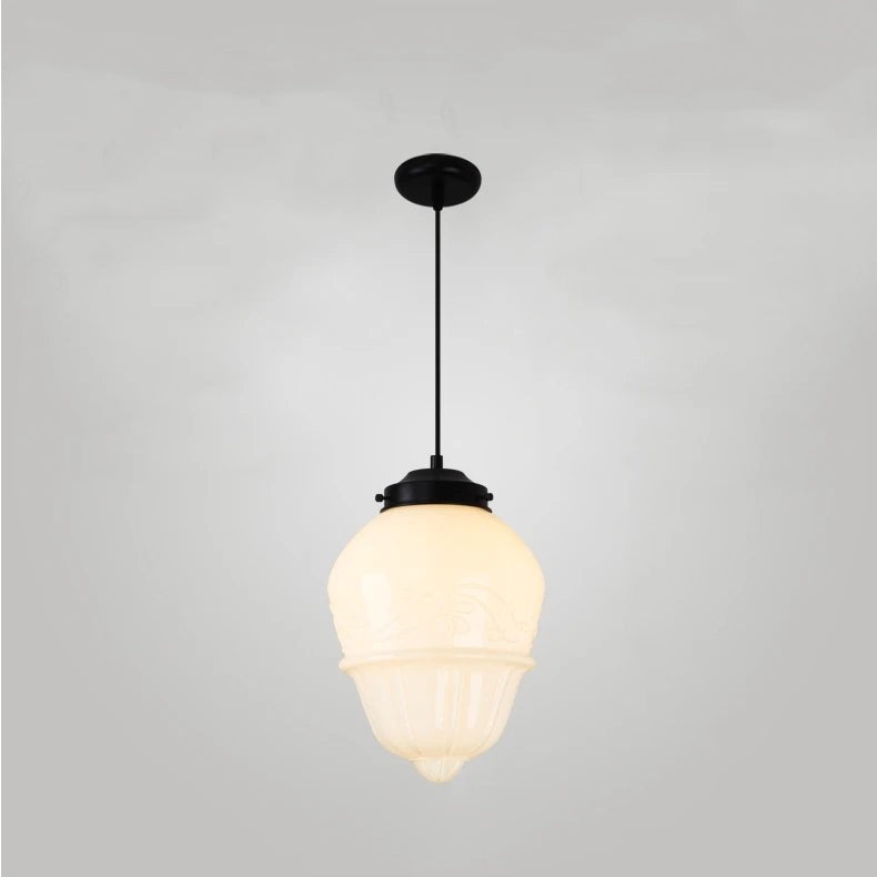 Modern White Milk Glass Geometric Jar Pendant Lamp S167