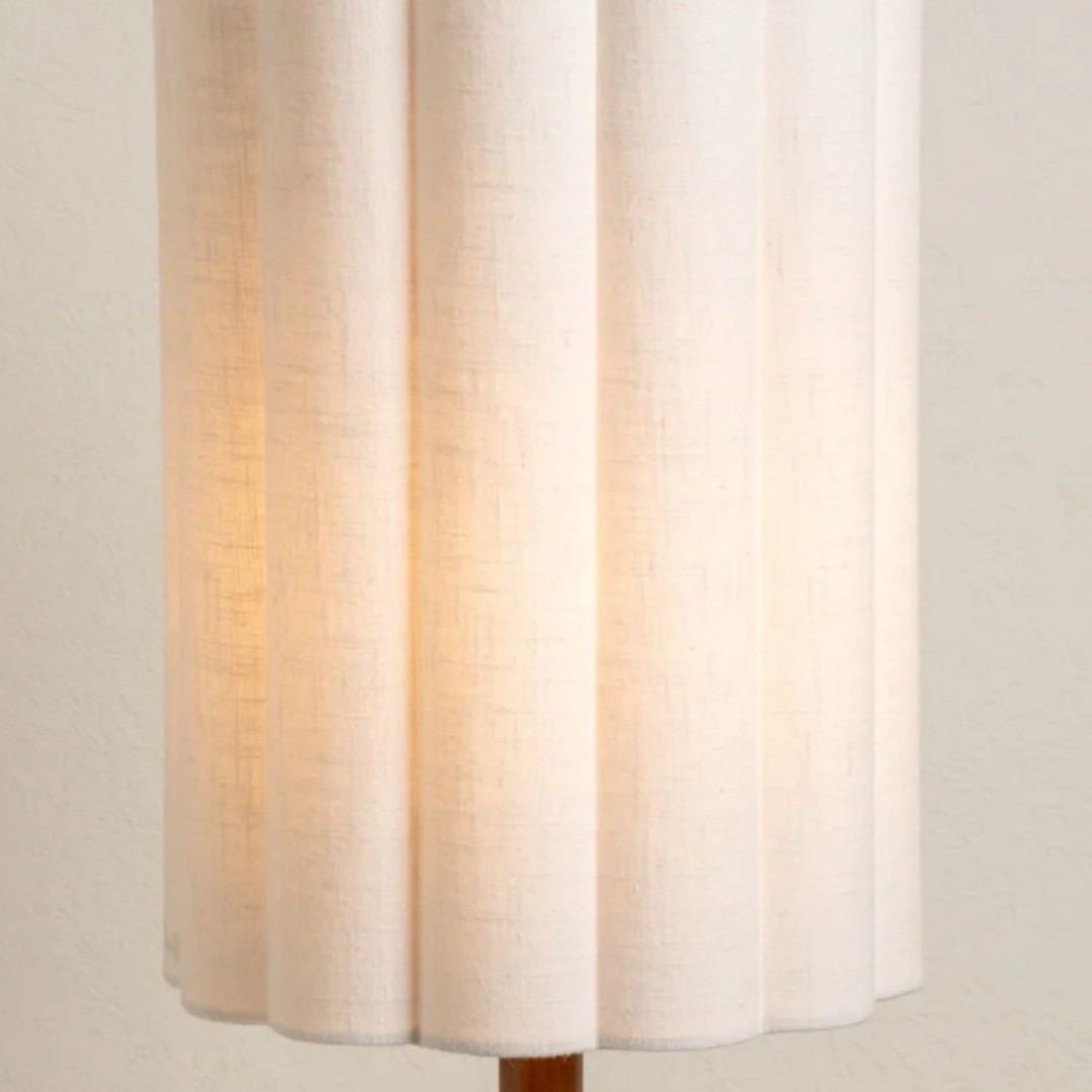 Linbron Modern Fabric Shade Table Lamp with Wood Base - Soft Ambient Lighting for Bedroom or Living Room T647