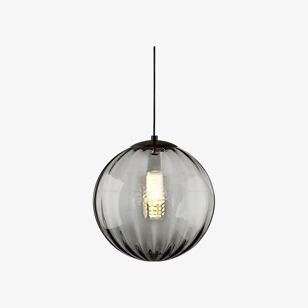 Lunorie Iron Metal Glass Globe Pendant Light - Sculpted Adjustable Pendant for Dining Spaces T570
