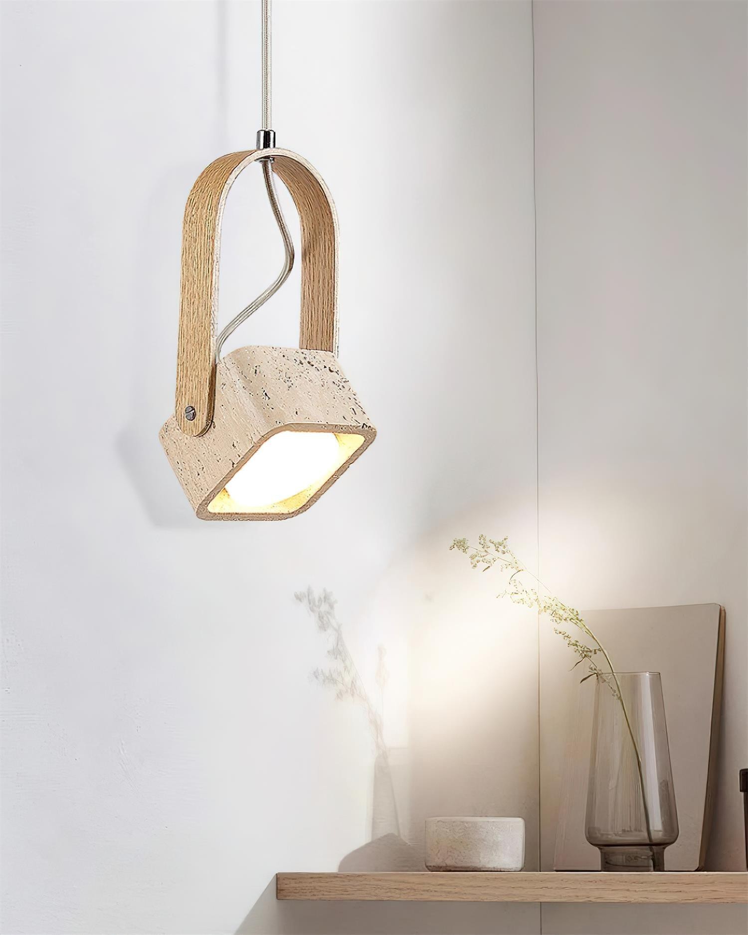 Geometric Yellow Travertine Pendant Lamp M368
