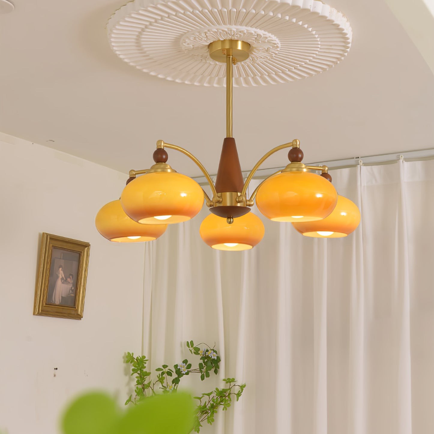 Vintage Multihead Persimmon Chandelier M431
