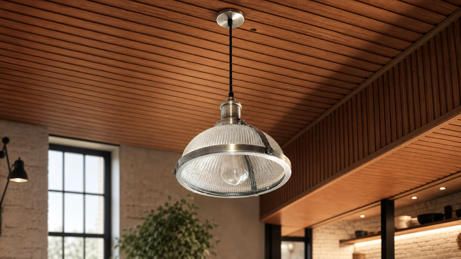 ZEGAR Dome Industrial Pendelleuchte, installiert in einem industriell gestalteten Raum