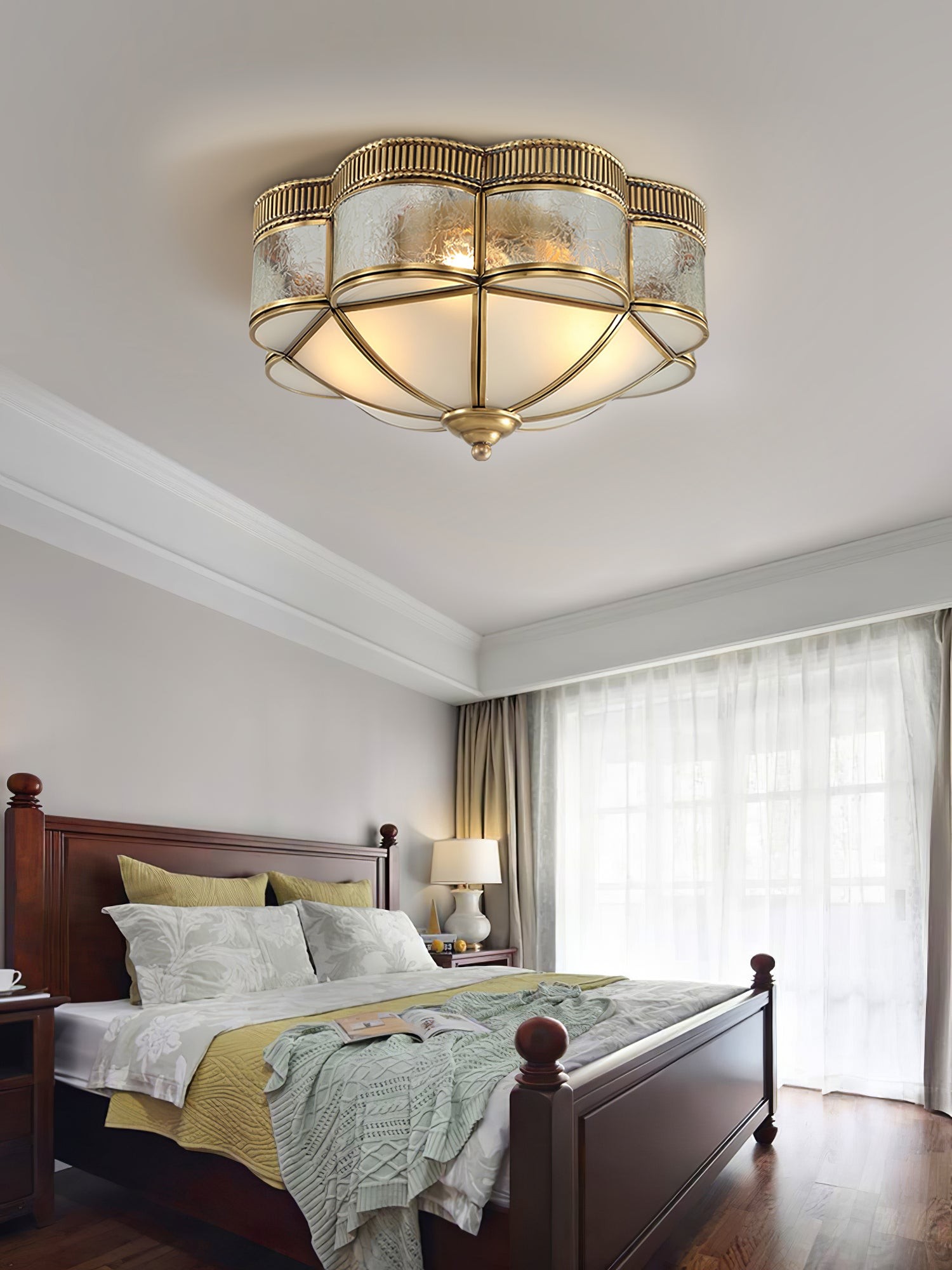Brass Domed Flush Ceiling Lamp M572