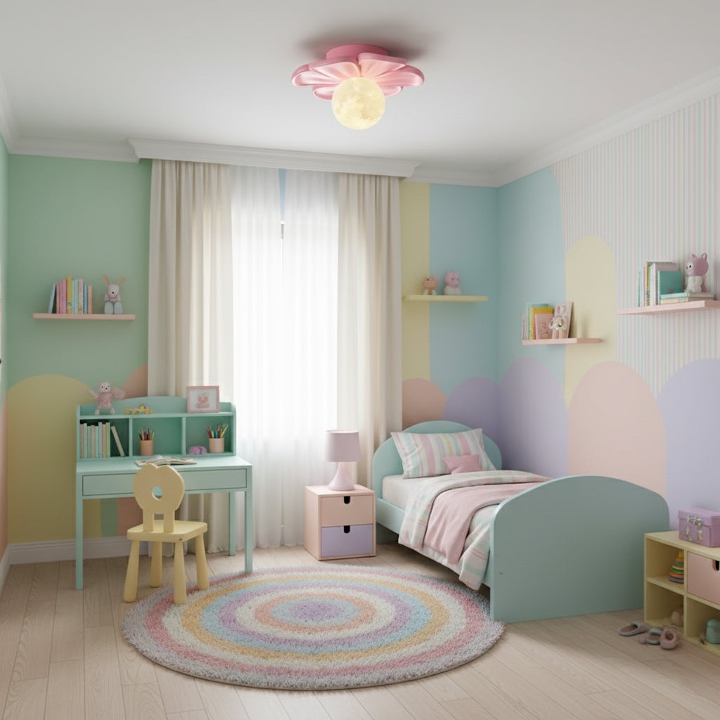 Cream Bloom Flower Ceiling Lamp D408