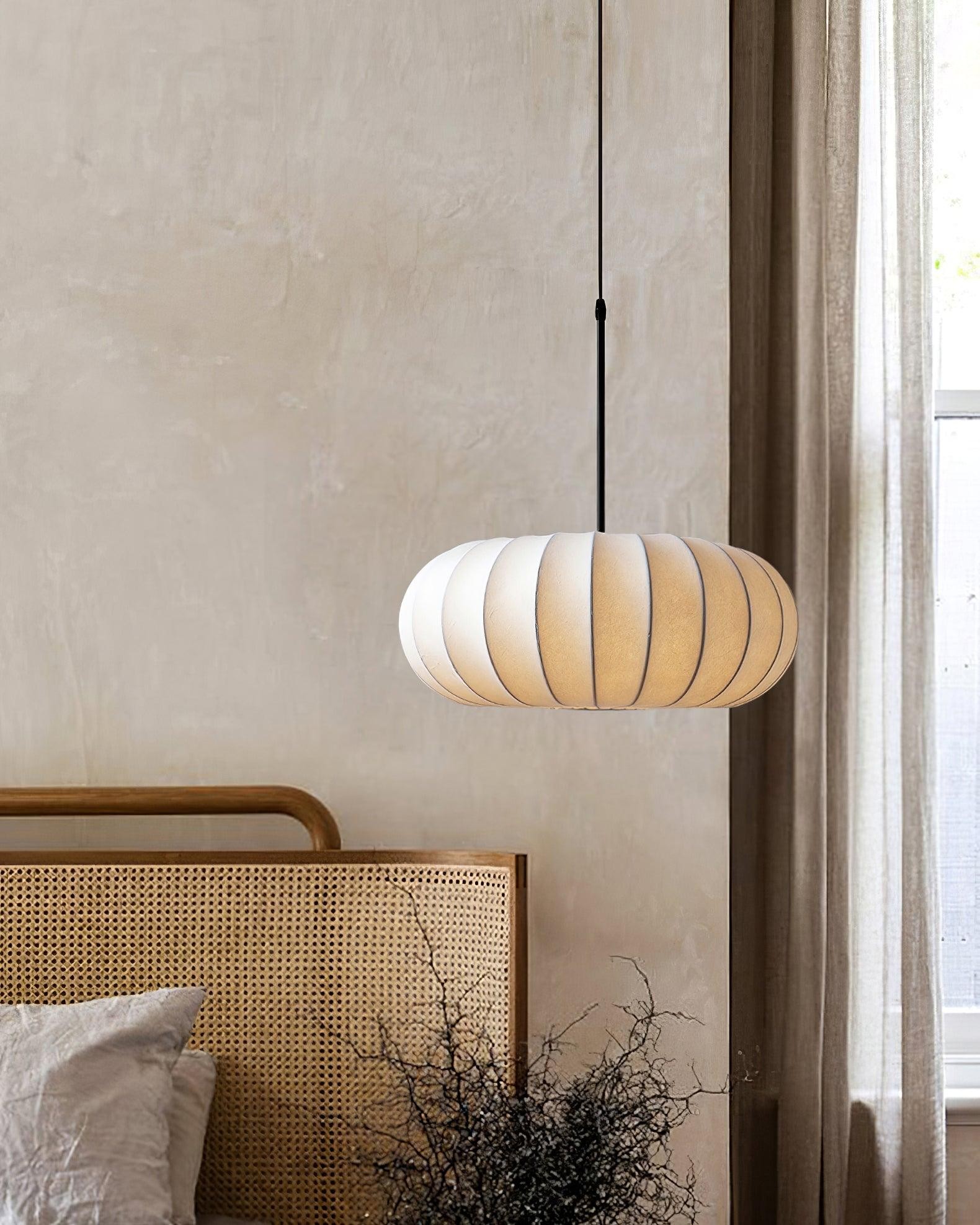 Simple Wabi-sabi White Lantern Fabric Pendant Lamp M105