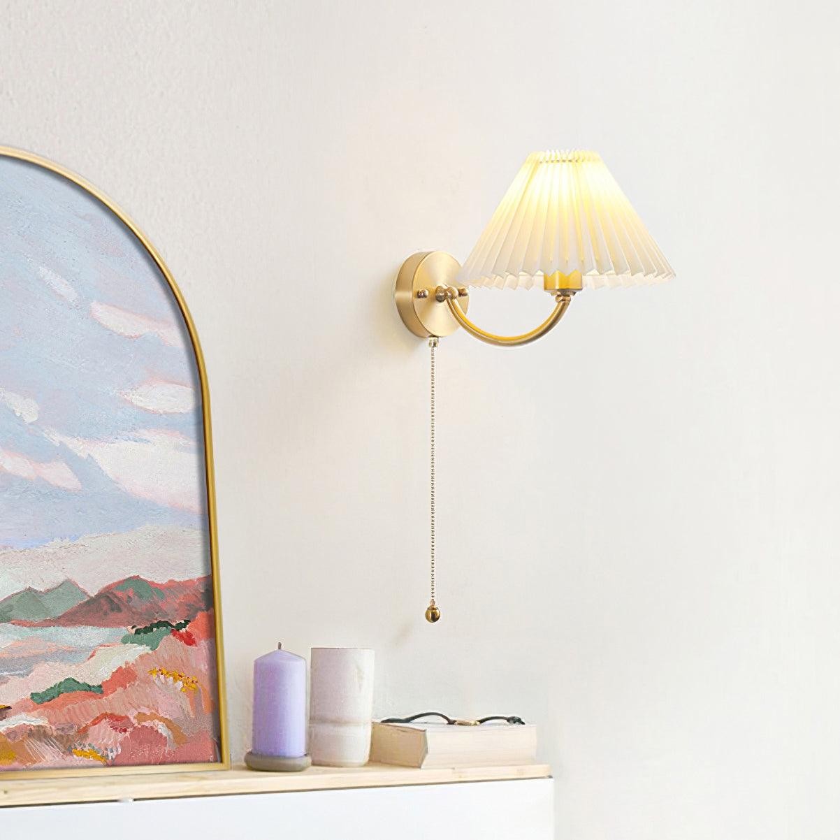 Modern Minimalist Luxury Fabric Brass Wall Lamp For Living Room M437