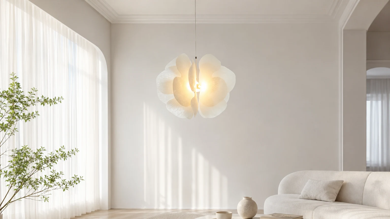 Kreatywna lampa wisząca Petal M282 w ciepłej oprawie wnętrza