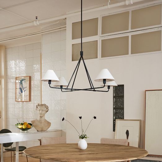 Diora Sleek Metal & Fabric Chandelier for Dining Room T038