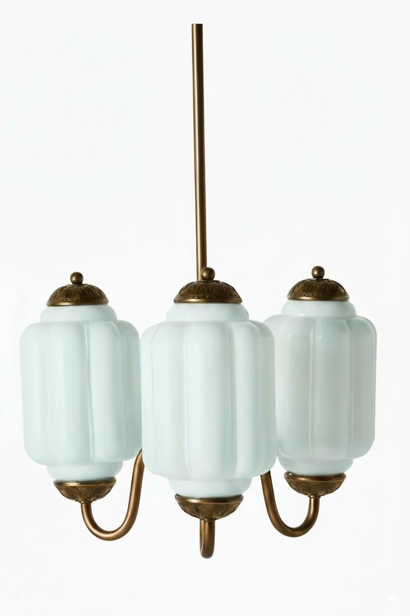 Eloise Vintage Glass Chandelier - Milk Glass Home Accent T289