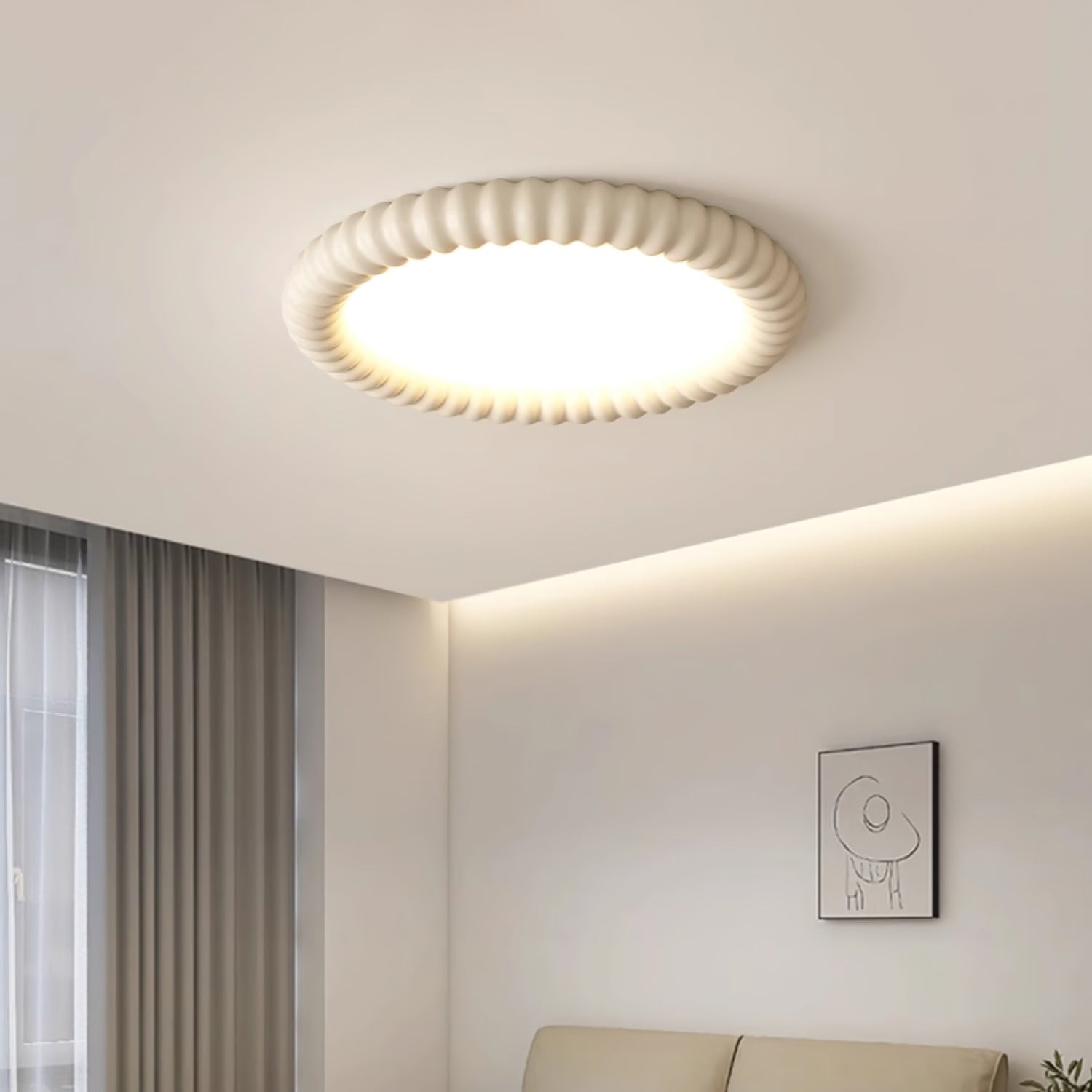 Cream Style Ripple Ring Ceiling Lamp M525
