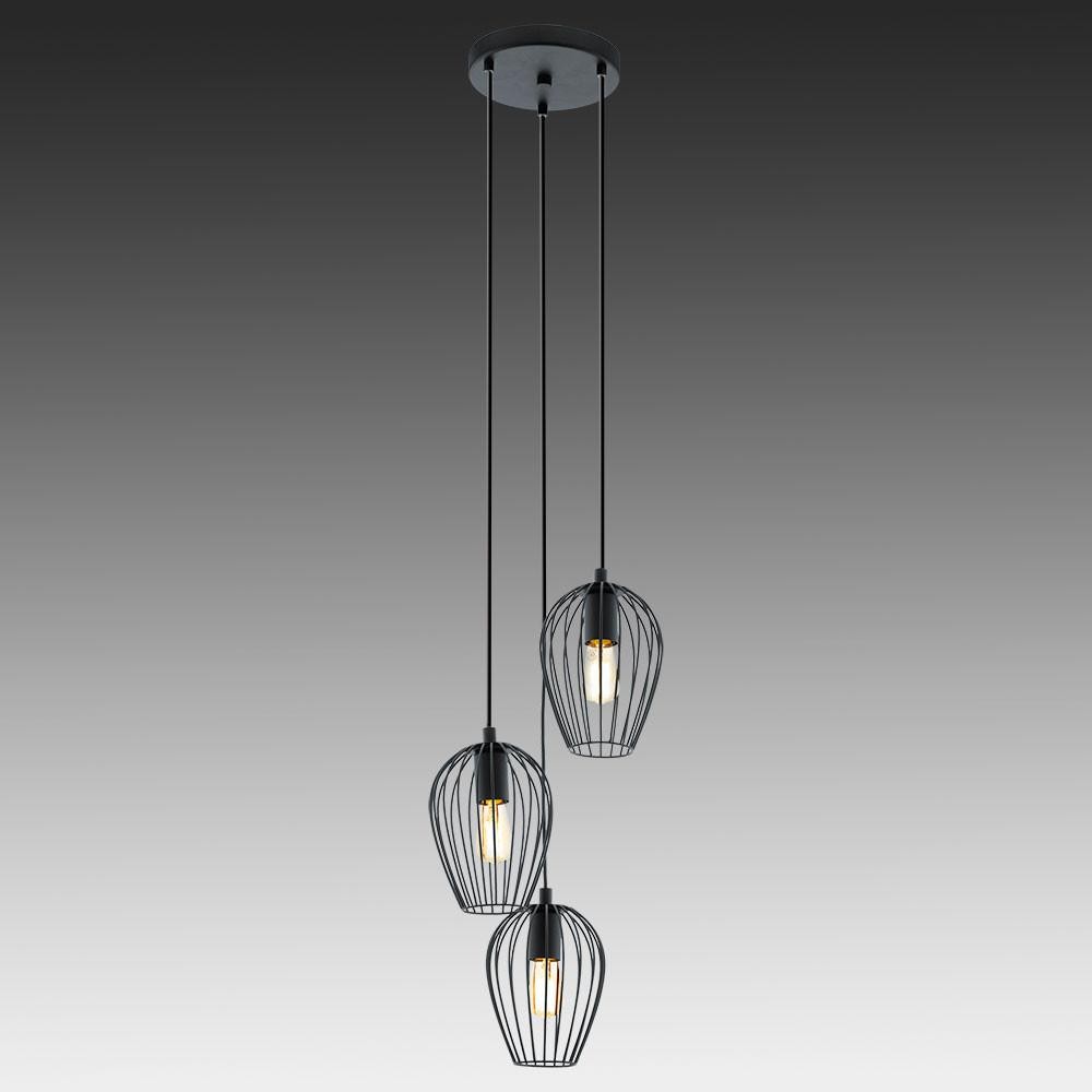 Black Large Vintage Wire Cage Pendant Lamp S68