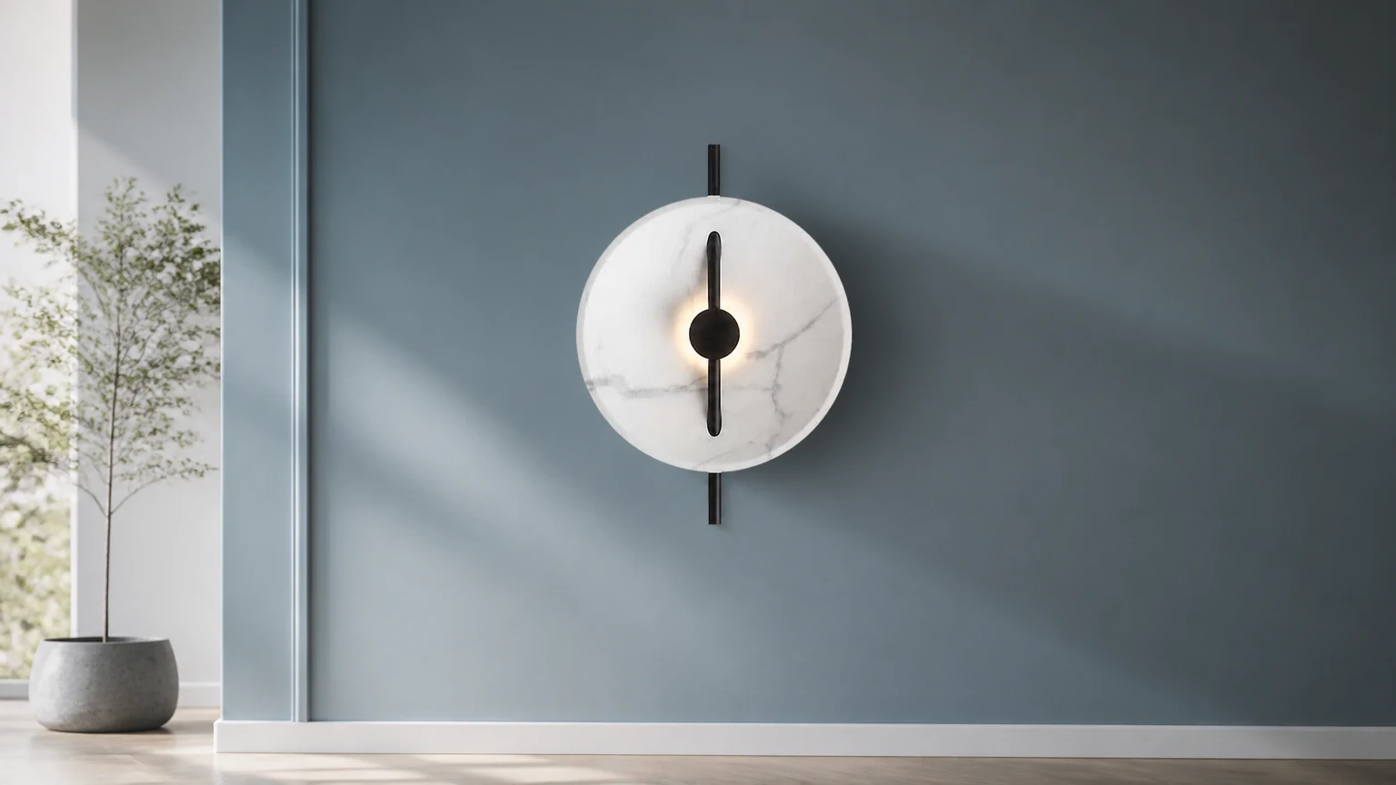 Aplique de pared Nordic Round Resin D771 instalado en un ambiente interior tranquilo.