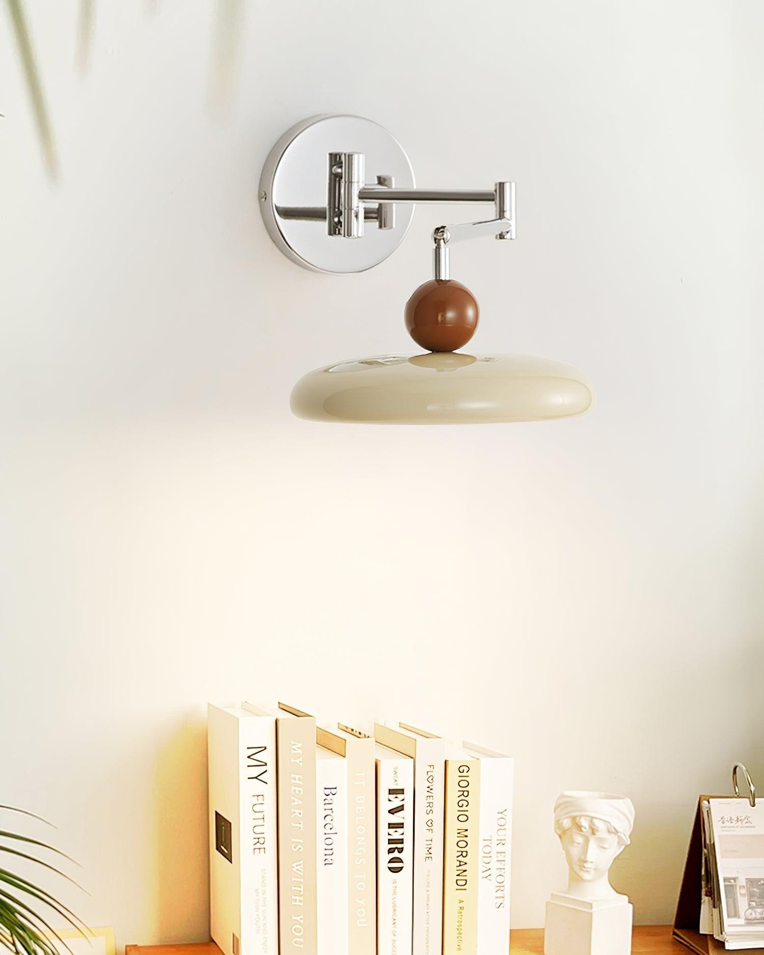 Cream Style Adjustable Swing Arm Disc Reading Wall Lamp M243