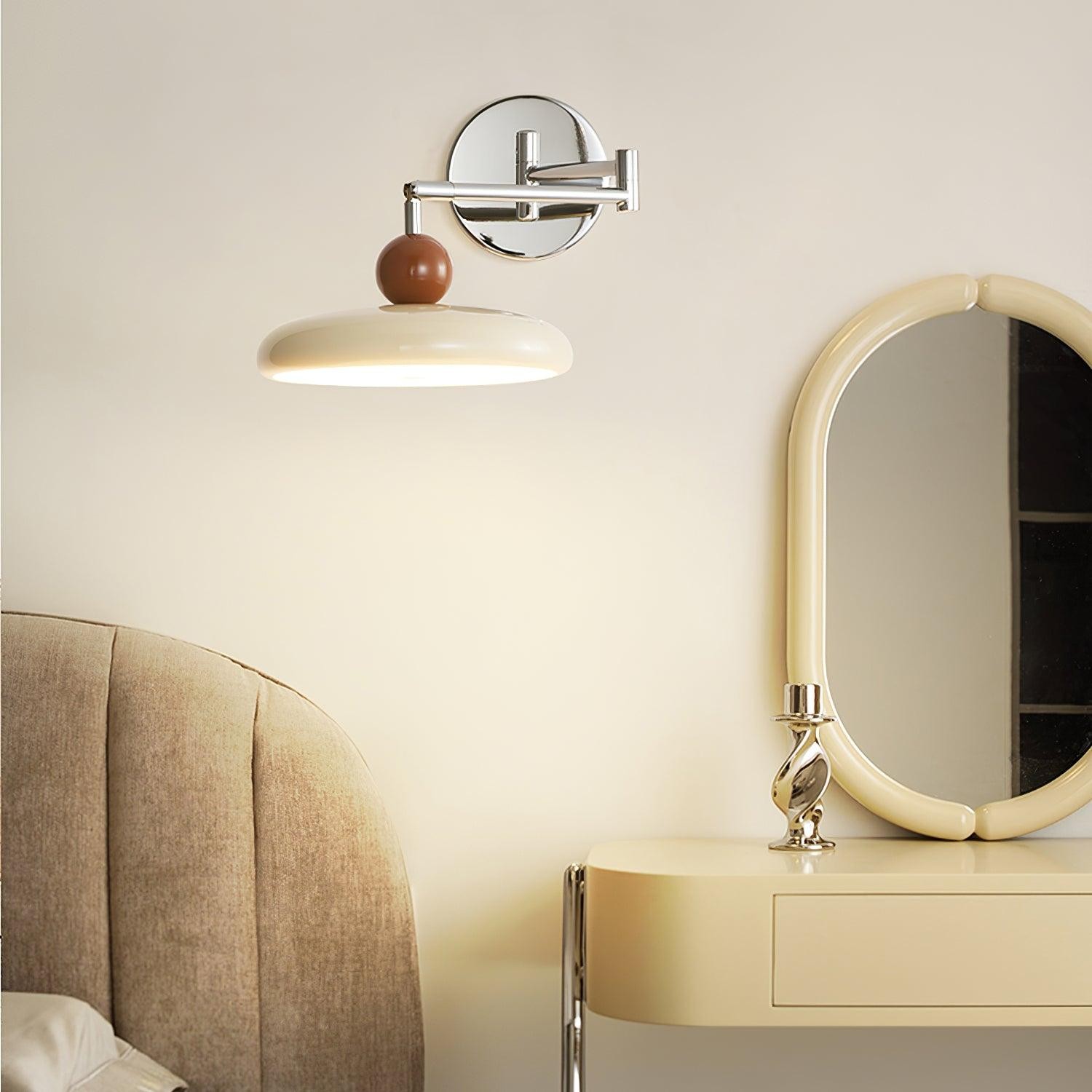 Cream Style Adjustable Swing Arm Disc Reading Wall Lamp M243