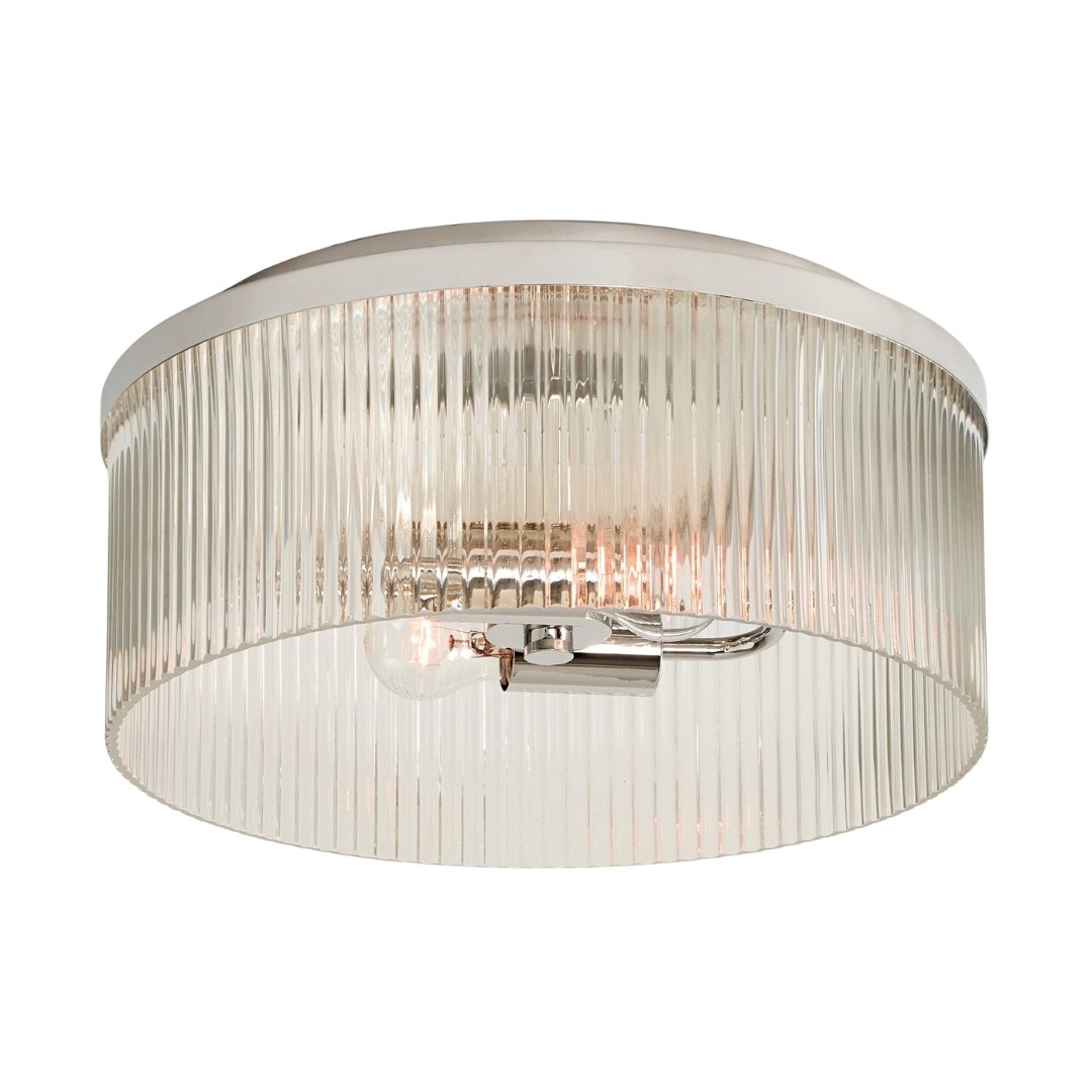 Bravira Flush Mount Ceiling Light - Ribbed & Bubbled Glass Metal Light T071