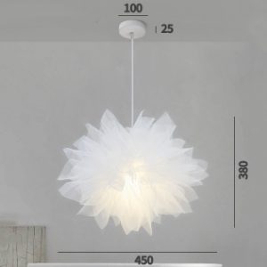 Schemat wymiarowy białej bawełnianej lampy wiszącej