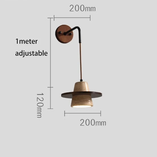 Måttdiagram för vägglampa valnöt för D923