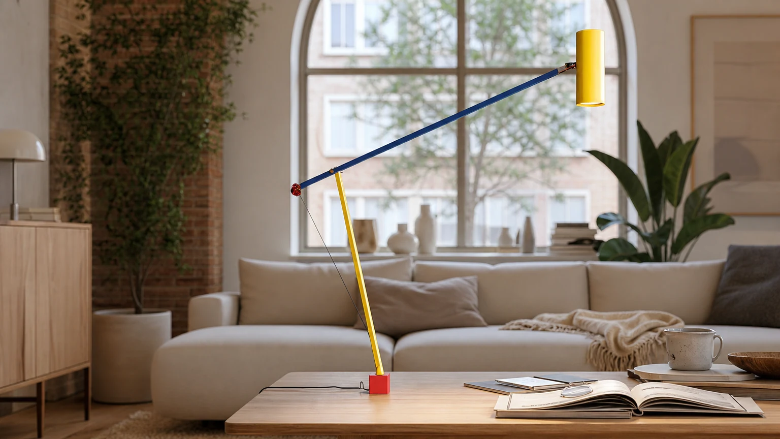 Nordycka, minimalistyczna, kreatywna atmosfera, wielokolorowa lampa stołowa M478 w pomieszczeniu