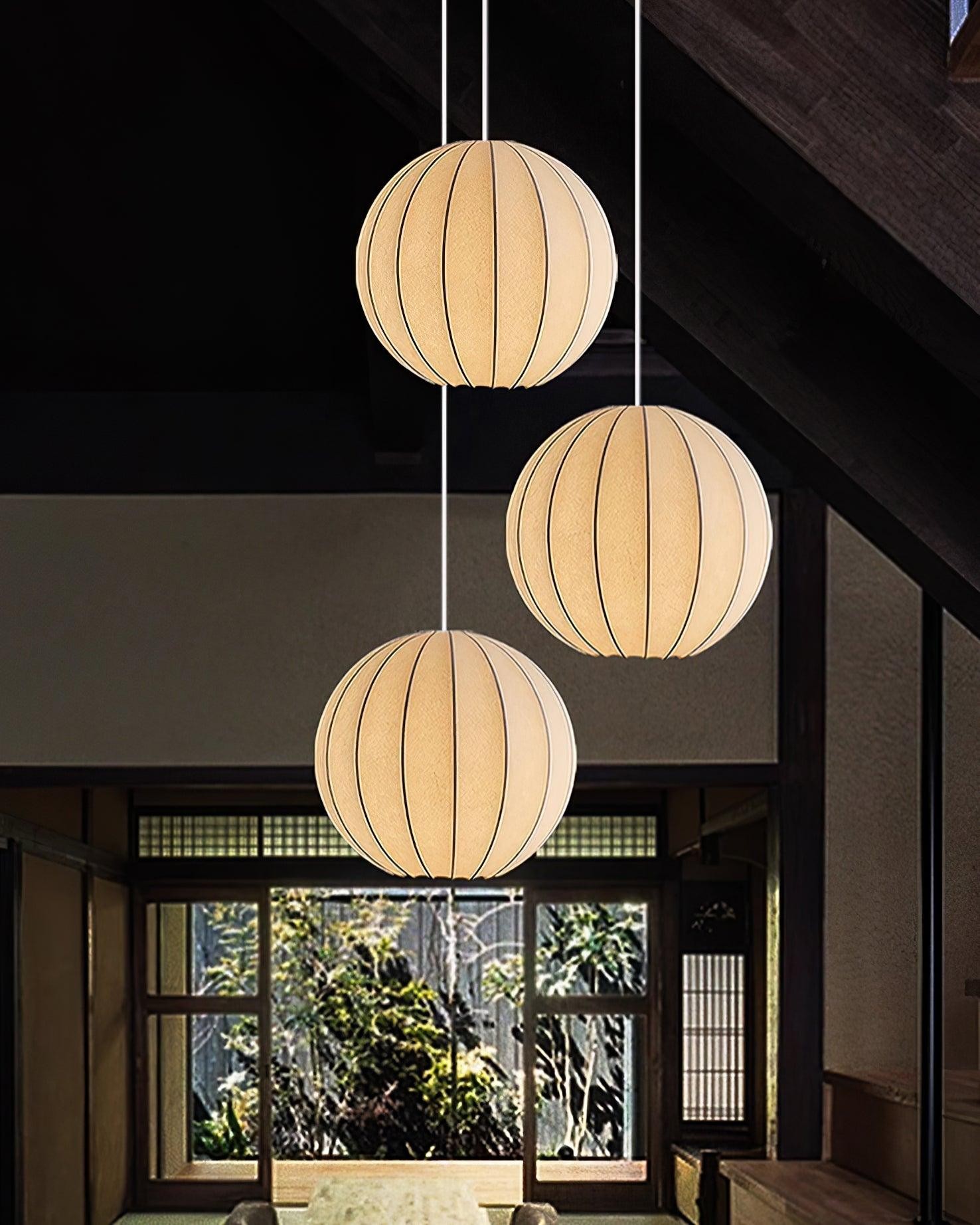 Creative Japanese Minimalist Silk Pendant Lamp For Restaurant M462