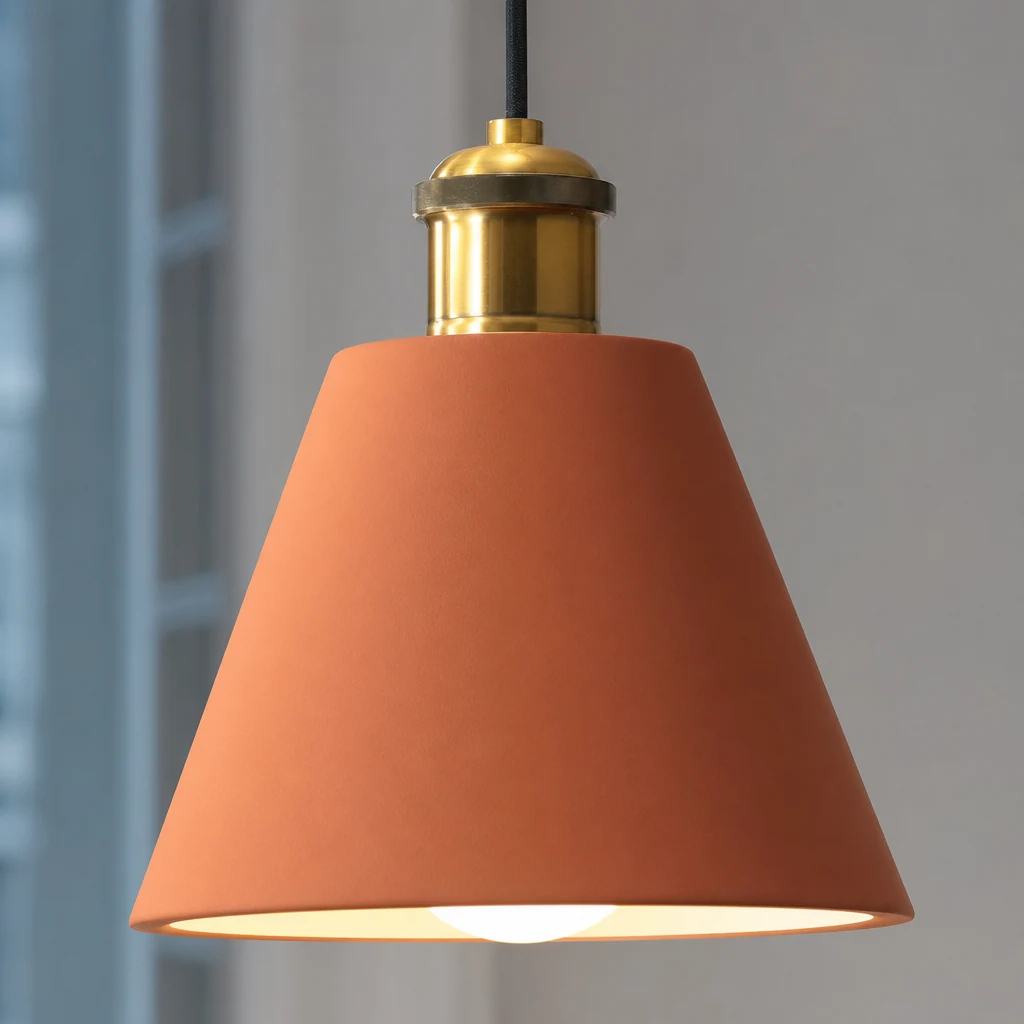 Zbliżenie detali wykończenia z żywicy i metalu na nowoczesnej geometrycznej lampie wiszącej z żywicy M432