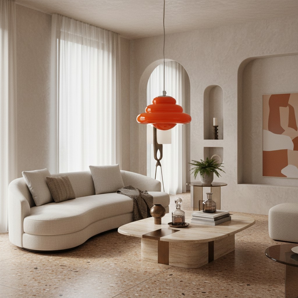 Bomiello Modern Layered Glass Pendant Light - Sculptural Minimal Light for Living Room or Bedroom T586