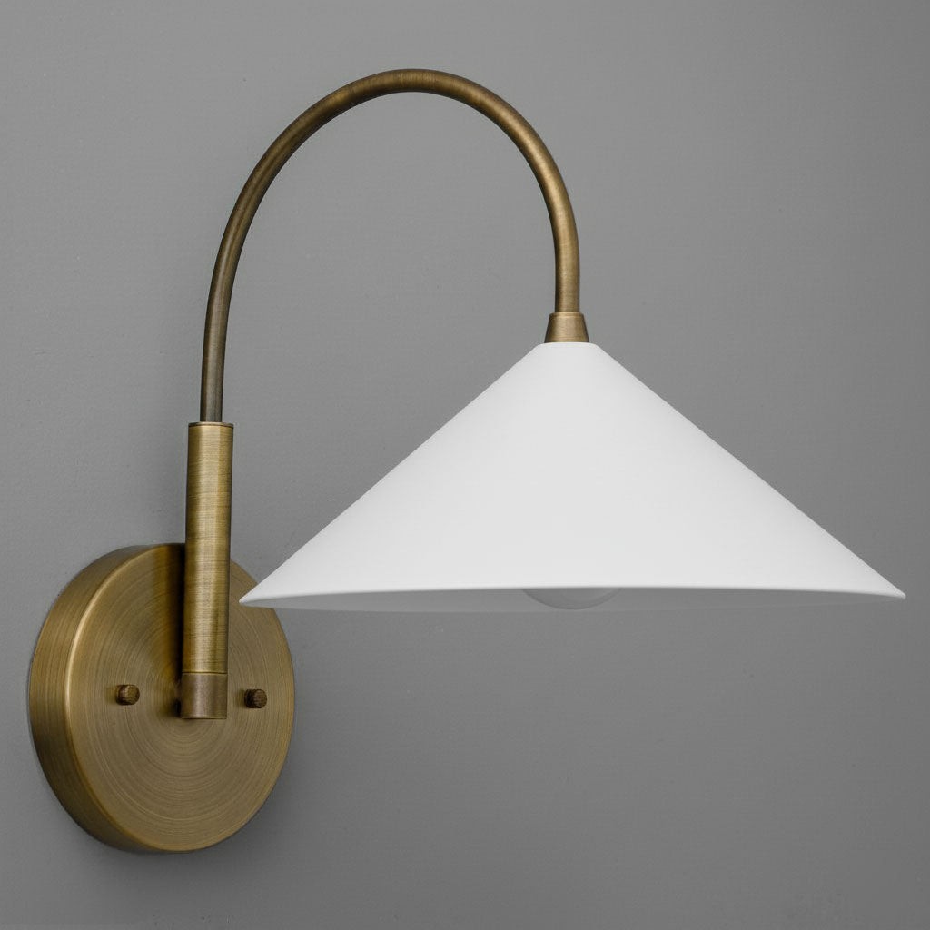 Curva Metal Vintage Wall Sconce - Elegant Cone Shade for Bedrooms T394