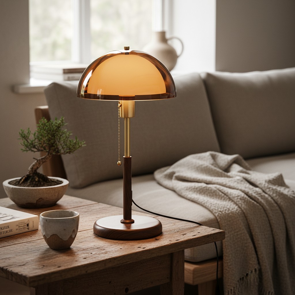 Afterglow Table Lamp Rounded Shade Bedside Accent Table Lamp - Modern Retro Style for Bedroom T582
