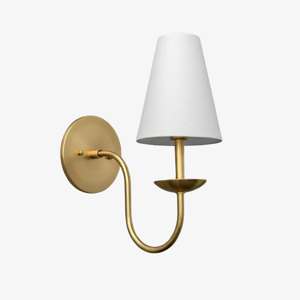 Curva Metal White Linen Sconce - Classic Brass Wall Light for Bedrooms T398