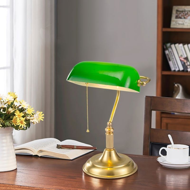Vintage Glass Banker Desk Lamp Library Table Lamp S53
