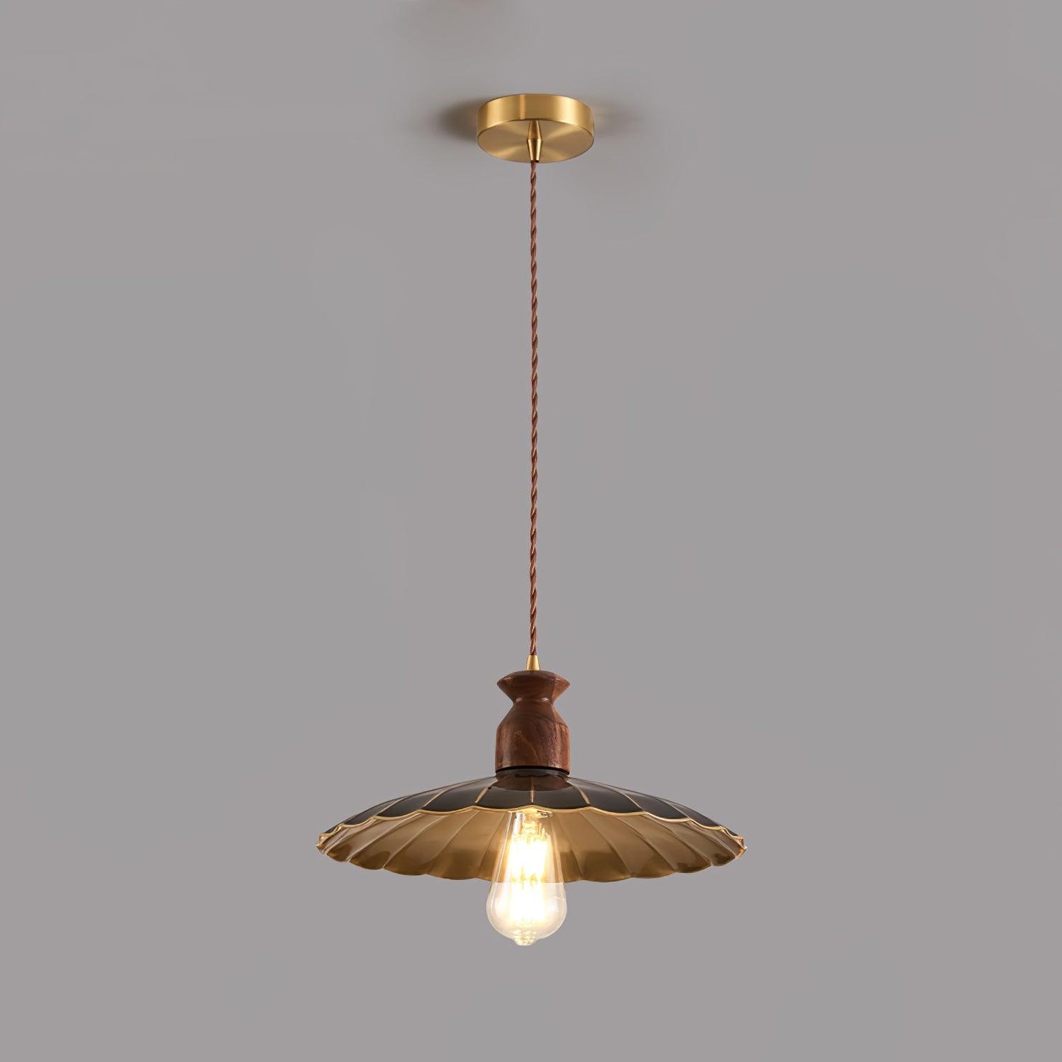 Round Brass Metal Badge Gold Pendant Lamp M84